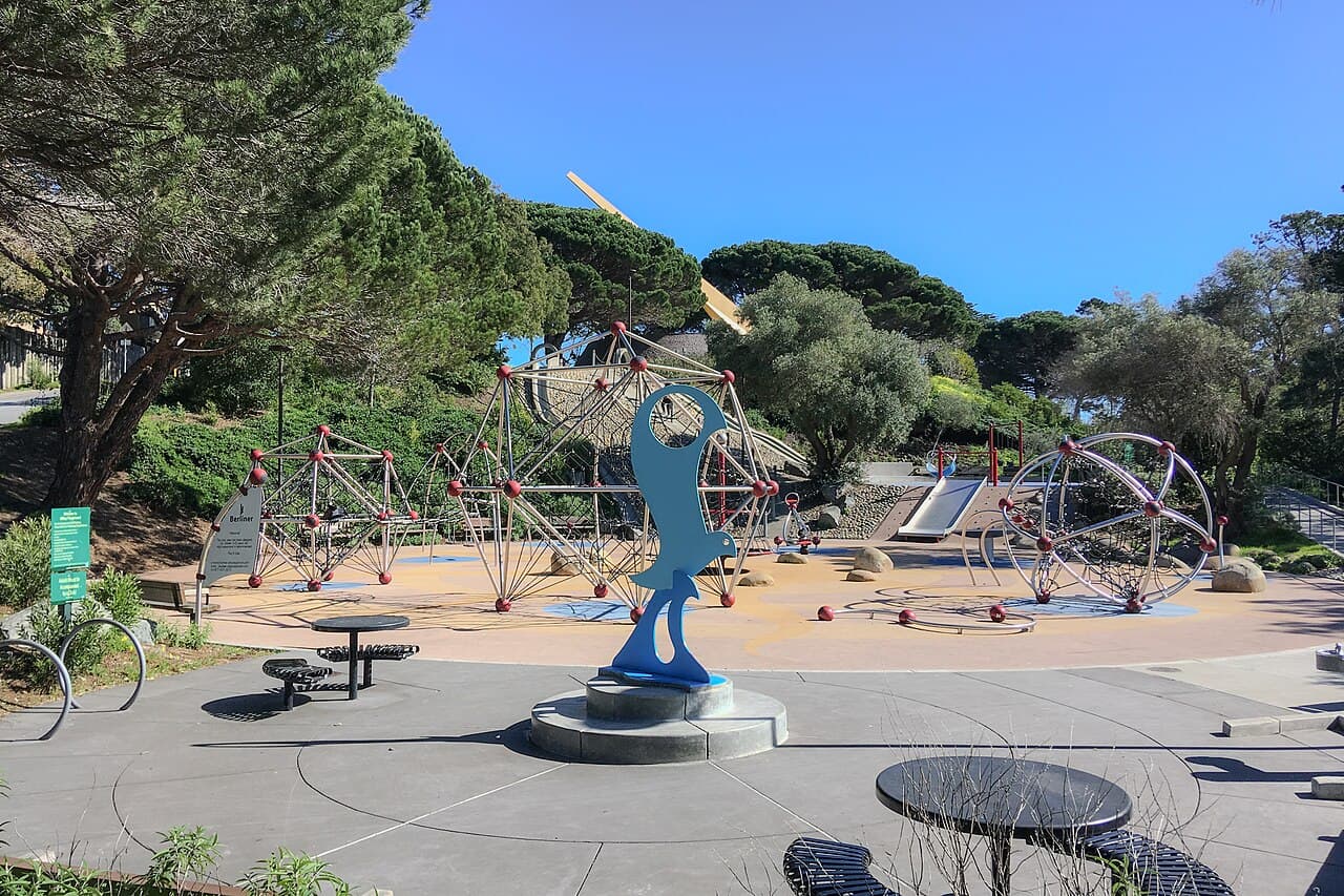 Climbing structures and play equipment at Hilltop Park